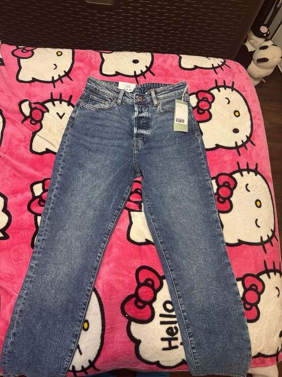 H&M Denim - H&M Mom Jeans Size 4 Blue Acid Wash Ultra High Waist
